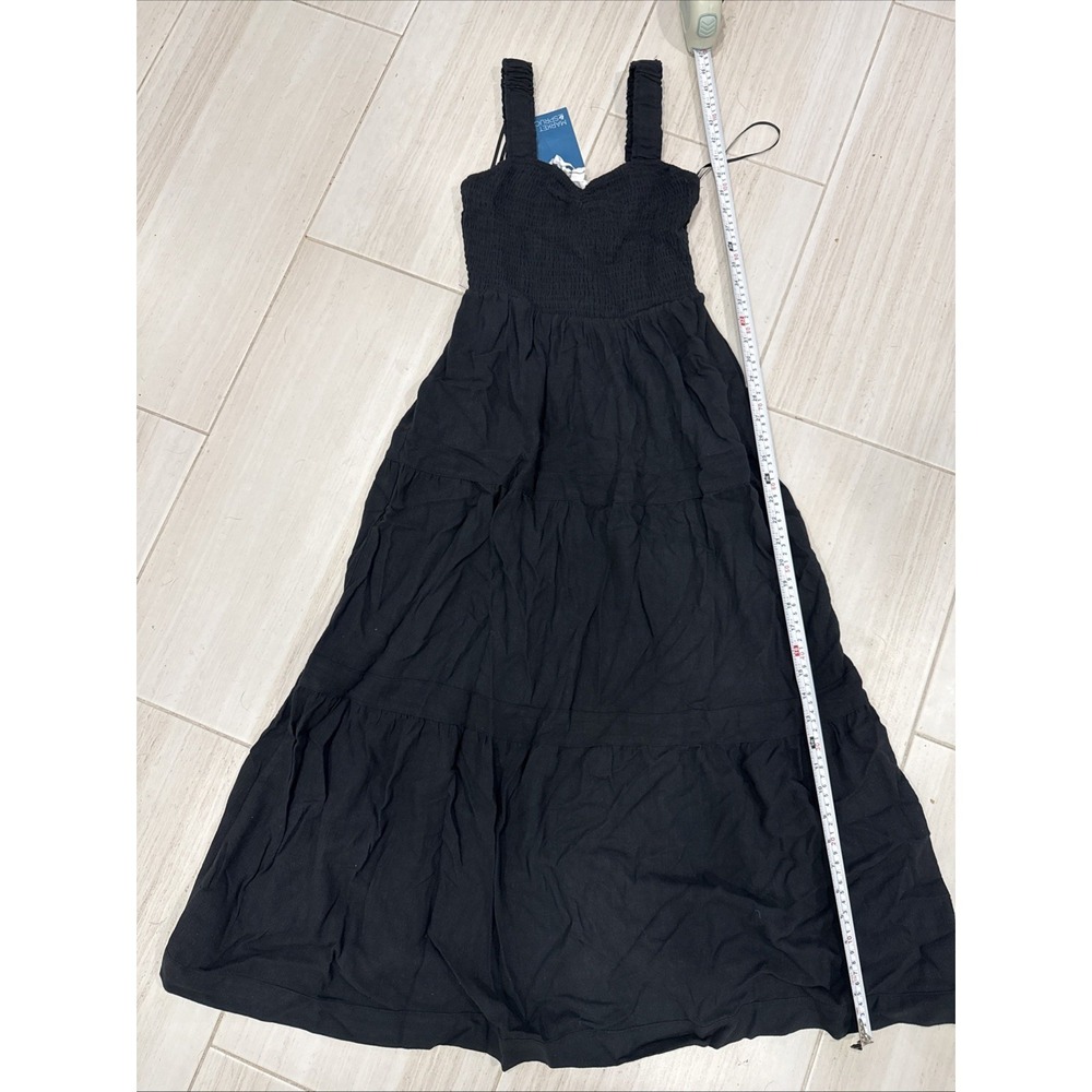 Market & Spruce Black Mari Linen Blend Maxi Dress XSP Petite NWT